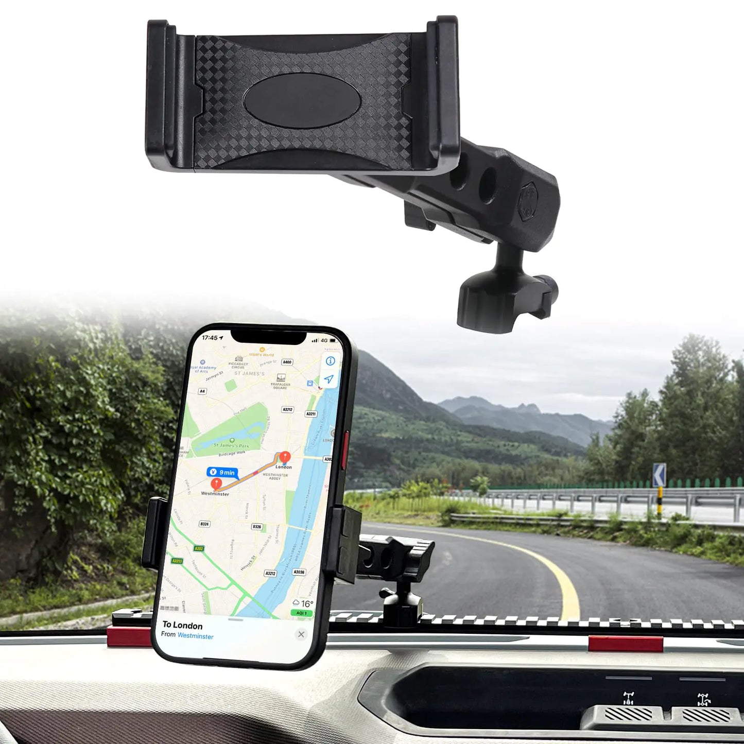 JHD-TOGO for Jeep Wrangler Bronco Dash Phone Holder Phone Mount for Jeep Wrangler JK JL 2007-2023 Ford Bronco 2021 2022 2023 2024 2/4 Door Accessories360°Adjustable Phone Mount Interior Accessories