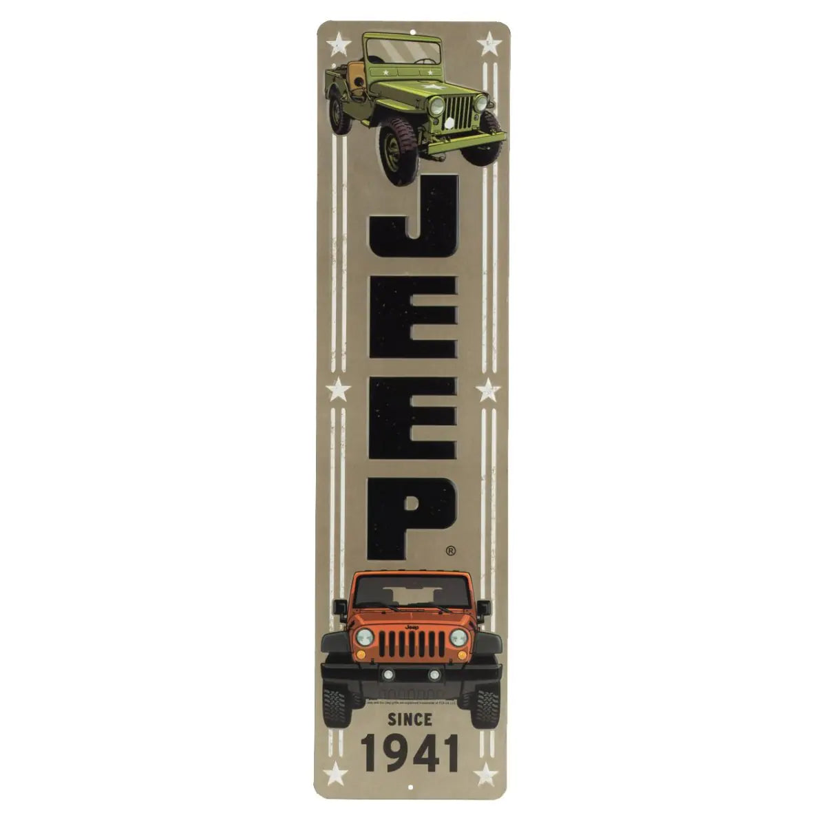 Jeep Vertical Embossed Metal Sign - Vintage Jeep Sign for Garage or Man Cave
