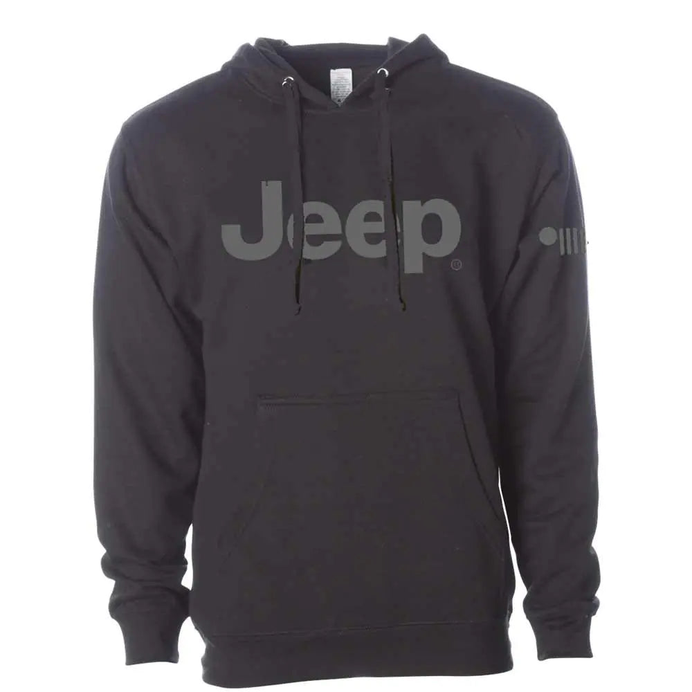 Detroit Shirt Company Mens Jeep® Text Hoodie Hooded Sweatshirt with front pouch (XXXL) Black