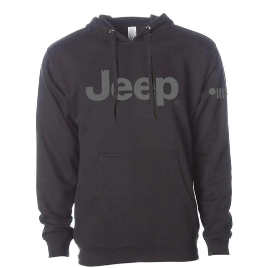 Detroit Shirt Company Mens Jeep® Text Hoodie Hooded Sweatshirt with front pouch (XXXL) Black